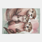 Waterverf Otter familie Theedoek (Horizontaal)