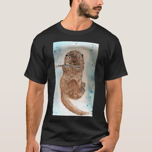 Waterverf Otter Fluitspelend T-shirt (Voorkant)
