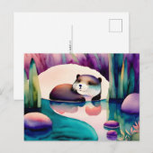 Waterverf Otter, Postcrossing Briefkaart (Voorkant / Achterkant)