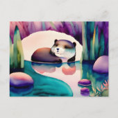 Waterverf Otter, Postcrossing Briefkaart (Voorkant)