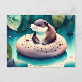 Waterverf Otter, Postcrossing Briefkaart
