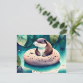 Waterverf Otter, Postcrossing Briefkaart (Staand voorkant)