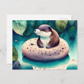 Waterverf Otter, Postcrossing Briefkaart (Voorkant / Achterkant)