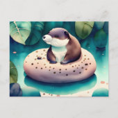 Waterverf Otter, Postcrossing Briefkaart (Voorkant)