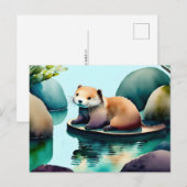 Waterverf Otter, Postcrossing Briefkaart (Voorkant / Achterkant)