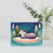 Waterverf Otter, Postcrossing Briefkaart (Staand voorkant)