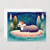 Waterverf Otter, Postcrossing Briefkaart (Voorkant / Achterkant)