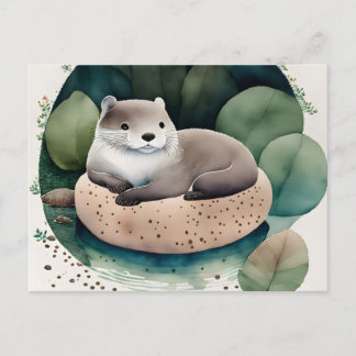 Waterverf Otter, Postcrossing Briefkaart