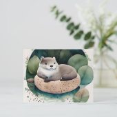 Waterverf Otter, Postcrossing Briefkaart (Staand voorkant)