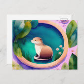 Waterverf Otter, Postcrossing Briefkaart (Voorkant / Achterkant)