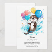 Waterverf Otter Verjaardagsuitnodiging Kaart (Voorkant / Achterkant)
