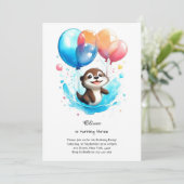 Waterverf Otter Verjaardagsuitnodiging Kaart (Staand voorkant)