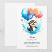 Waterverf Otter Verjaardagsuitnodiging Kaart (Voorkant / Achterkant)