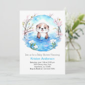 Waterverf Otter Whimsical Boy Baby shower Kaart (Staand voorkant)
