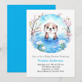 Waterverf Otter Whimsical Boy Baby shower Kaart (Voorkant / Achterkant)