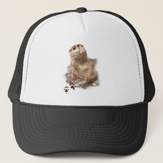 Waterverf Otter Wildlife Natuur Art Trucker Pet (Voorkant)