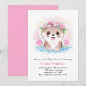 Waterverf Otter's Charm Girl Baby shower Kaart (Voorkant / Achterkant)