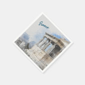 Waterverf Oude Athene Griekenland Servetten Tafel (Hoek)