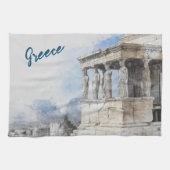 Waterverf oude Athene ruïnes keukenhanddoek (Horizontaal)