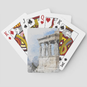 Waterverf Oude Athene Ruïnes Poker Kaarten - Kunst