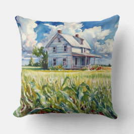 Waterverf Oude boerderij en Corn Field Kussen
