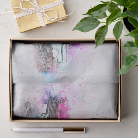 Waterverf oude klassieke Chevrolet Tissuepapier (Geschenk)