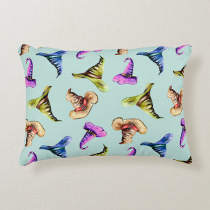 Waterverf oude petten: blauwe achtergrond. accent kussen