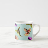 Waterverf oude petten: blauwe achtergrond. espresso kop (Rechts)