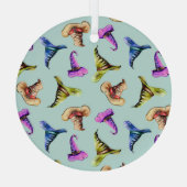 Waterverf oude petten: blauwe achtergrond. glas ornament (Achterkant)