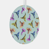 Waterverf oude petten: blauwe achtergrond. glas ornament (Voorkant Rechts)