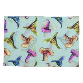 Waterverf oude petten: blauwe achtergrond. kussensloop (Achterkant)