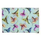 Waterverf oude petten: blauwe achtergrond. kussensloop (Voorkant)