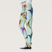 Waterverf oude petten: blauwe achtergrond. leggings (Links)