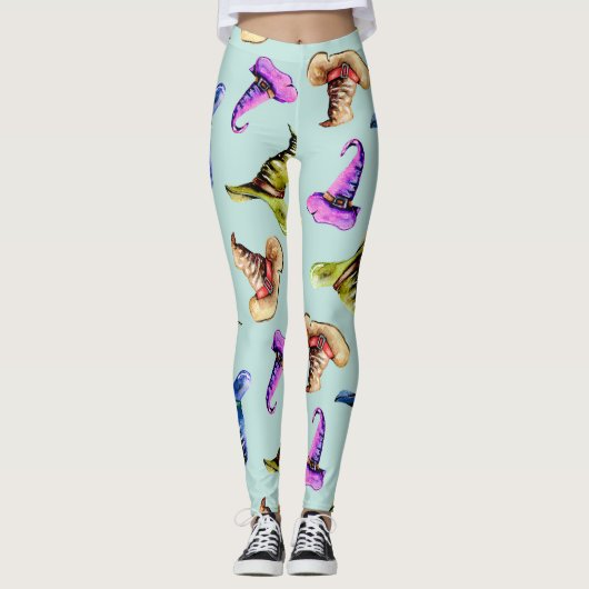Waterverf oude petten: blauwe achtergrond. leggings (Voorkant)
