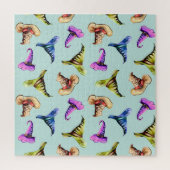 Waterverf oude petten: blauwe achtergrond. legpuzzel (Verticaal)