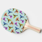 Waterverf oude petten: blauwe achtergrond. tafeltennisbatje (Zijkant)