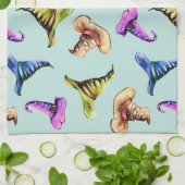 Waterverf oude petten: blauwe achtergrond. theedoek (Gevouwen)