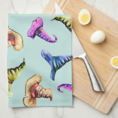 Waterverf oude petten: blauwe achtergrond. theedoek (Quarter Fold)