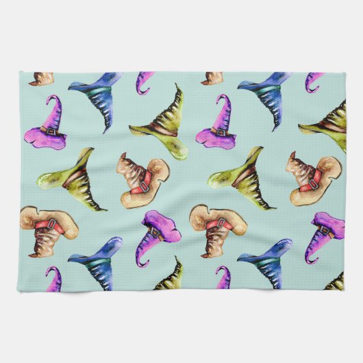 Waterverf oude petten: blauwe achtergrond. theedoek (Horizontaal)