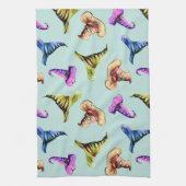 Waterverf oude petten: blauwe achtergrond. theedoek (Verticaal)