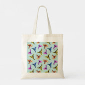 Waterverf oude petten: blauwe achtergrond. tote bag (Achterkant)