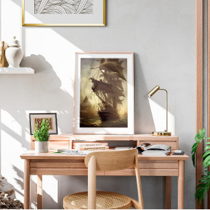 Waterverf oude piraatschilderij poster