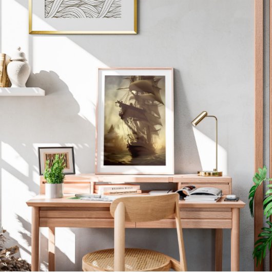 Waterverf oude piraatschilderij poster