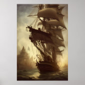 Waterverf oude piraatschilderij poster (Voorkant)