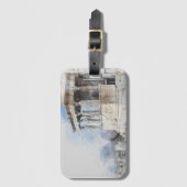 Waterverf oude ruïnes Athene Griekenland Bagagelab Bagagelabel (Voorkant (verticaal))