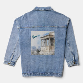 Waterverf oude ruïnes in Athene Griekenland Denim Jacket