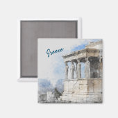 Waterverf oude ruïnes magneet – Athene Griekenland (Voorkant / Achterkant)
