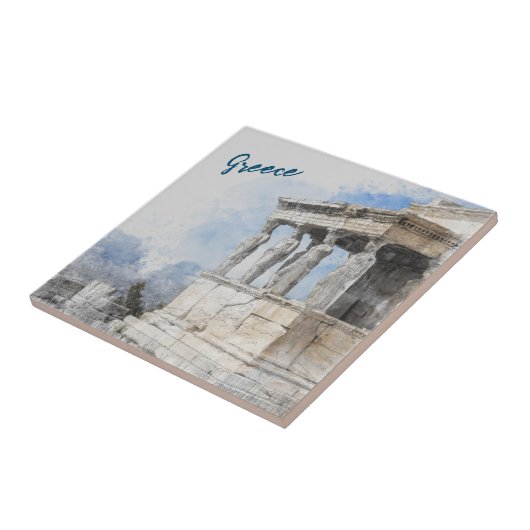 Waterverf oude ruïnes van Athene Griekenland Keram Tegeltje (Zijkant)
