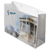 Waterverf oude ruïnes van Athene grote geschenktas Groot Cadeauzakje (Achterkant Gekanteld)