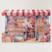 Waterverf Oude Stad Cookie Shop Legpuzzel (Horizontaal)